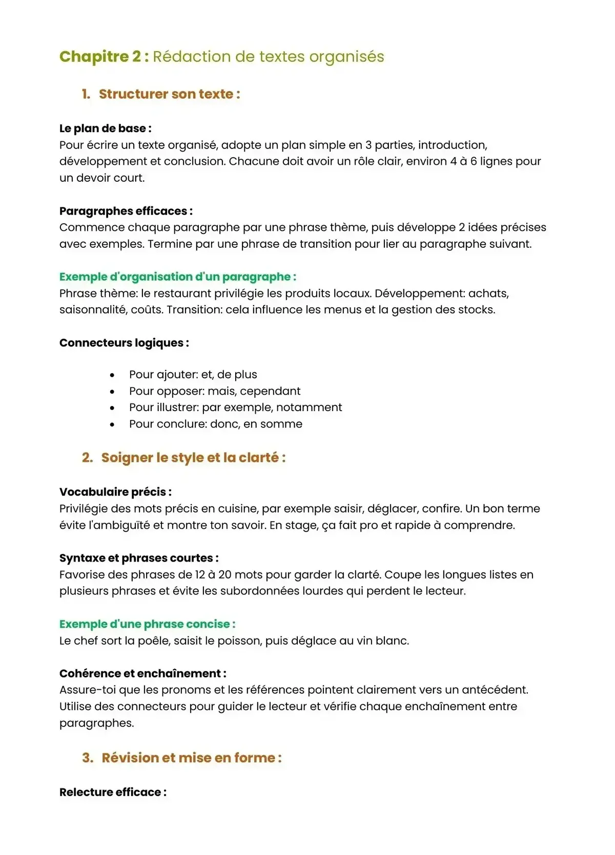 Example Fiche de Révision Bac Pro Cuisine