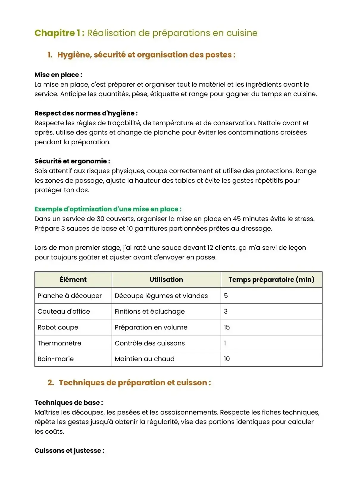 Example Fiche de Révision Bac Pro Cuisine